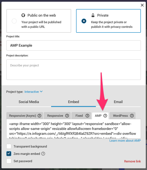 AMP Embed code example